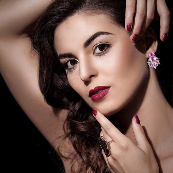 Vintage Rhinestone Earrings Fancy Crystal Cluster Drop Earrings Art Deco Earring - Picture 4 of 8